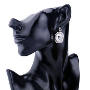 GE26 | Sparkling Rectangle Crystal Drop Earrings